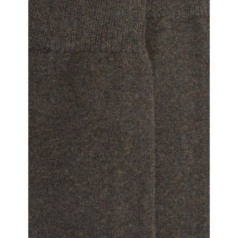 Women's long wool and cashmere plain socks - Green | Doré Doré