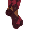 Merino Wool knee-high socks with Diamond Pattern - Aubergine and squirrel