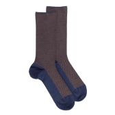 Geometric wool socks - Brown and blue