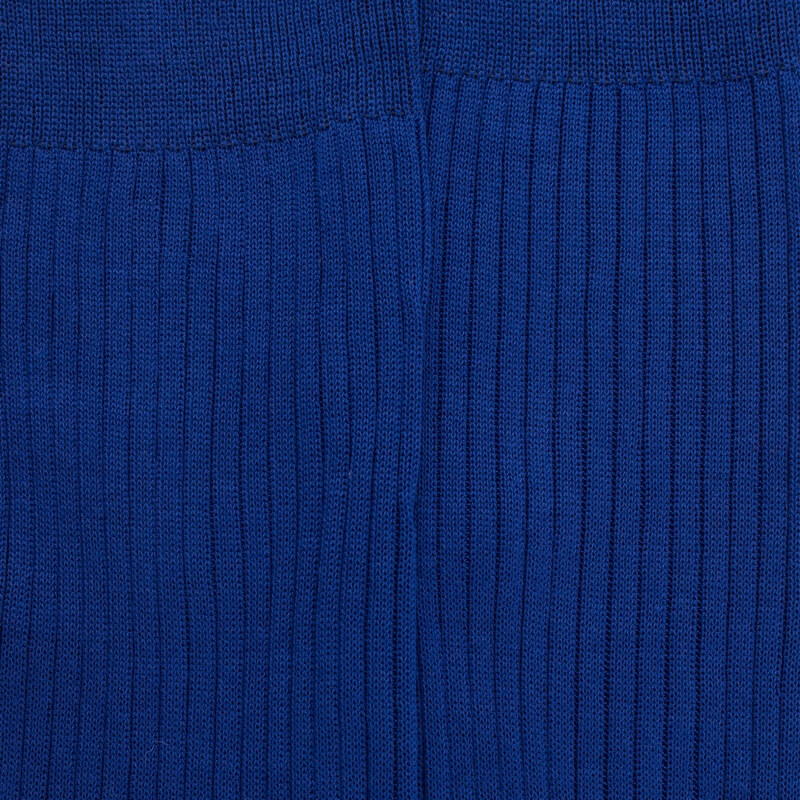 Men's ribbed 100% cotton lisle knee-high socks - Blue | Doré Doré