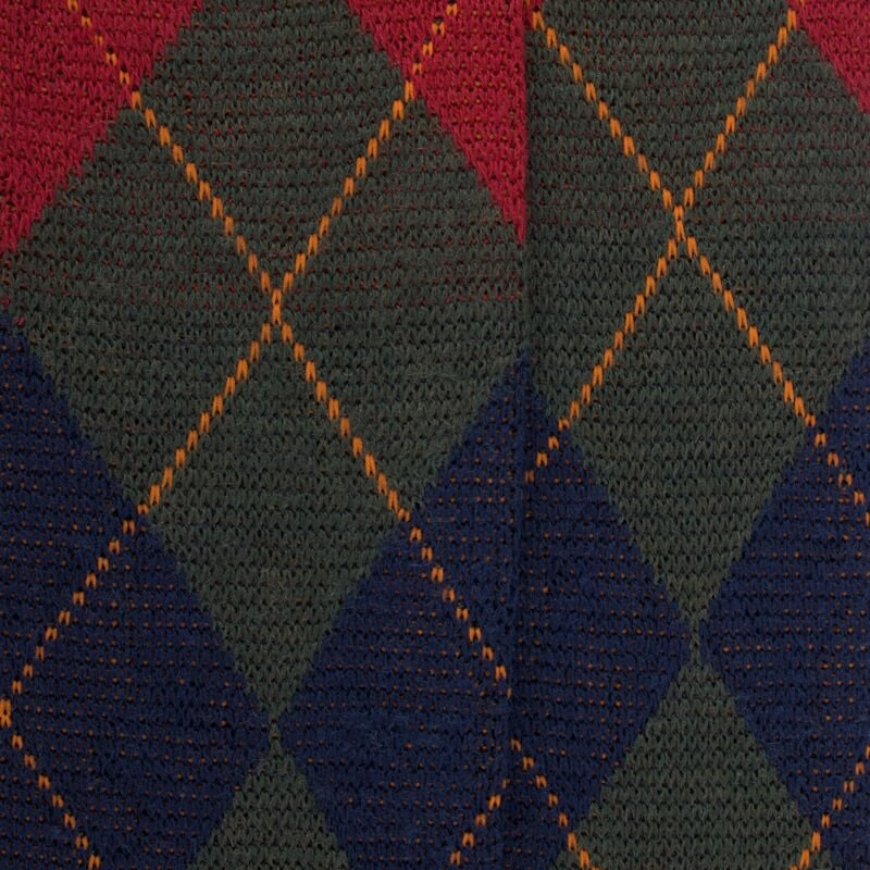 Men's long wool socks patterned in three colors - Thuja Green & blue | Doré Doré
