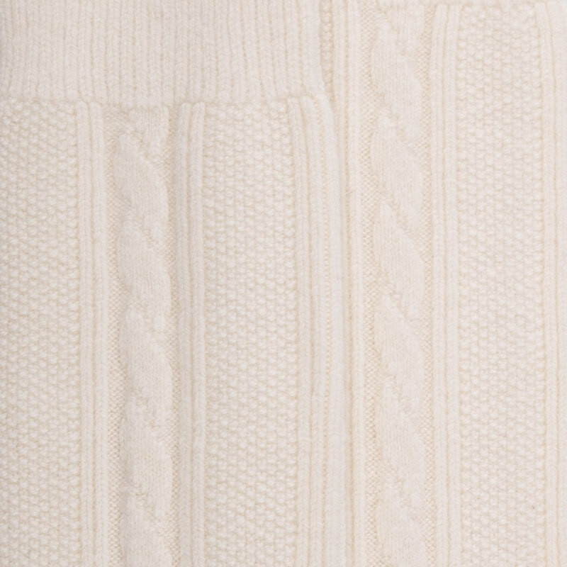 Women's wool and cashmere knee-highs with twisted pattern - Cream | Doré Doré