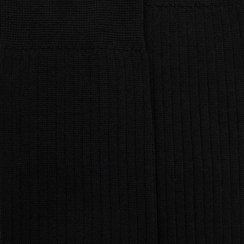 Ribbed knee-high socks in mercerised cotton lisle - Black | Doré Doré