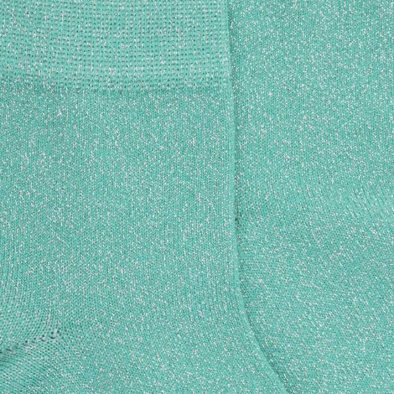 Women's cotton socks with shiny lurex effect - Green | Doré Doré