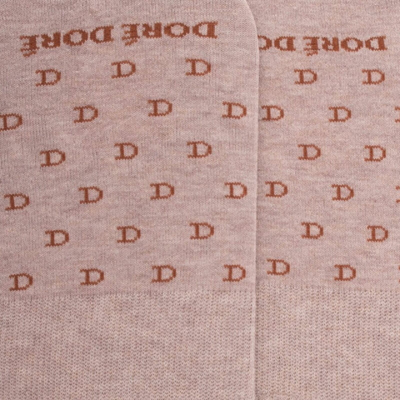 Men's cotton lisle no-show socks with "DD" repeat pattern - Beige Sand | Doré Doré