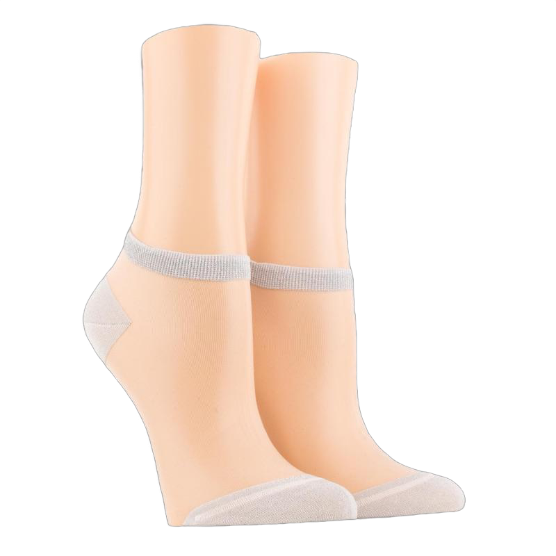Transparent socks with shiny lurex toes and heels - White and silver