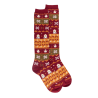 Women's Christmas Greek patterned cotton long socks - Amaranth red