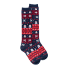 Women's Christmas Greek patterned cotton long socks - Royal Blue | Doré Doré