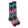 Women's Christmas Greek patterned cotton long socks - Dark grey