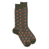 Men's Egyptian cotton socks patterned 3D cubes - Green