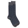 Men's Egyptian cotton socks patterned 3D cubes - Oxford grey