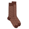 Men's Egyptian cotton socks patterned 3D cubes - Brown