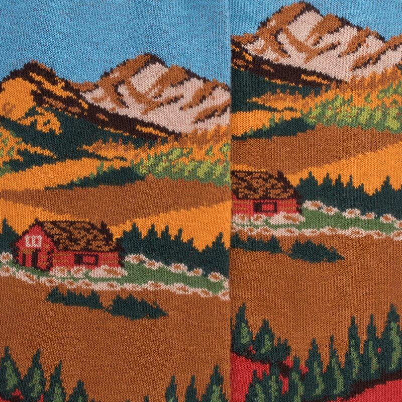 Men's cotton socks mountain landscape pattern - Orange | Doré Doré