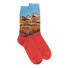 Men's cotton socks mountain landscape pattern - Orange | Doré Doré
