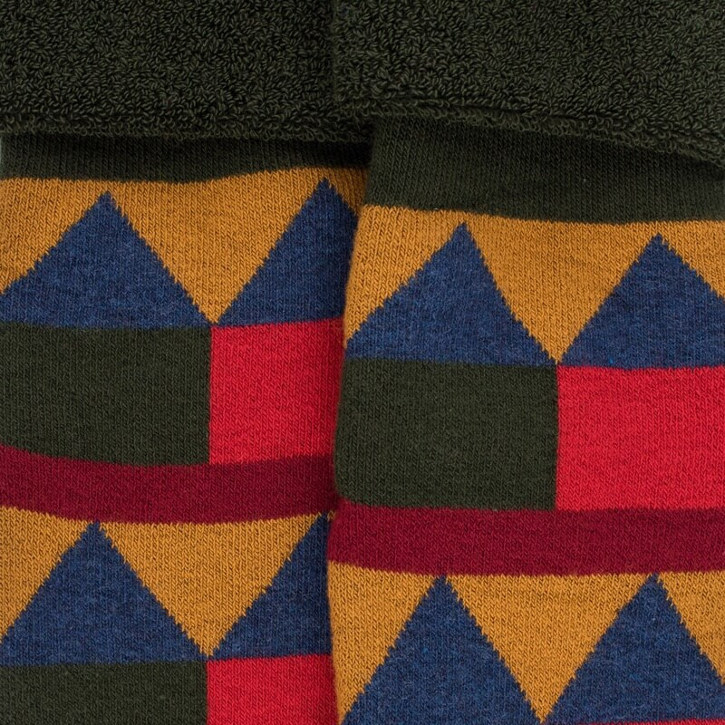 Children's geometric patterned cotton anti-slip socks - Red | Doré Doré