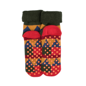 Children's geometric patterned cotton anti-slip socks - Red | Doré Doré