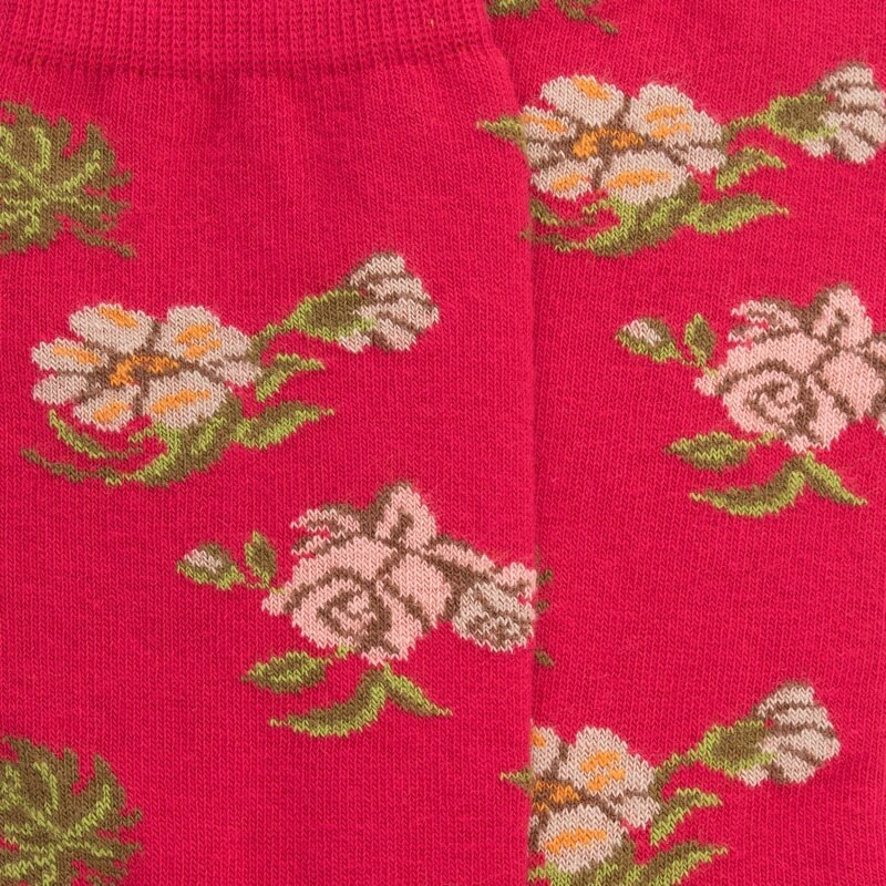 Women's rose patterned cotton socks - Red mullet colour | Doré Doré
