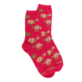Women's rose patterned cotton socks - Red mullet colour | Doré Doré