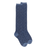 Women's long socks in Egyptian cotton and cashmere diamond patterned glitter effect - Dark blue
