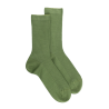 Women's plain wool ribbed socks - Green Country