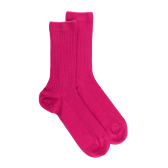 Women's plain wool ribbed socks - Oleander rose | Doré Doré