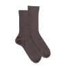 Women's plain wool ribbed socks - Light brown
