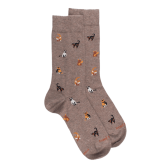 Men's cotton socks with cats repeat pattern - Cream | Doré Doré