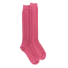 Women's wool and cashmere knee-highs with twisted pattern - Antique pink