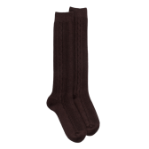 Women's wool and cashmere knee-highs with twisted pattern - Brown Chocolate | Doré Doré
