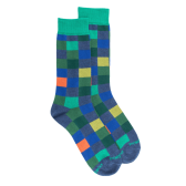 Men's checkered cotton socks - Fisherman's blue | Doré Doré