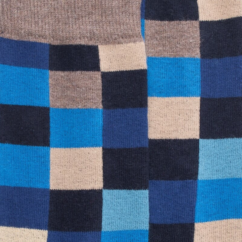 Men's checkered cotton socks - Dark blue | Doré Doré