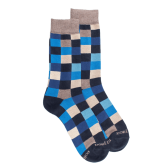 Men's checkered cotton socks - Dark blue | Doré Doré