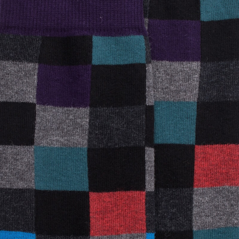 Men's checkered cotton socks - Black | Doré Doré