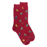 Men's owl patterned cotton socks - Amaranth red
