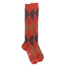 Men's long wool socks patterned in three colors - Orange