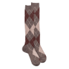 Men's long wool socks patterned in three colors - Light brown