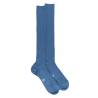 Men's long ribbed wool socks - Blue Macadam