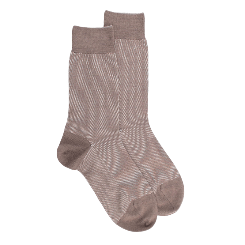 Men's caviar patterned wool socks - Cream | Doré Doré