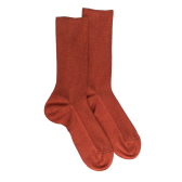 Men's elastic-free ribbed egyptian cotton socks - Orange | Doré Doré