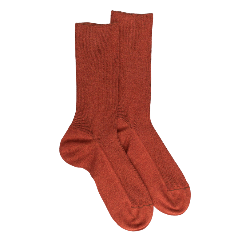 Men's elastic-free ribbed egyptian cotton socks - Orange | Doré Doré