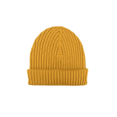 Unisex ribbed wool, silk and cashmere plain beanie - Yellow Mustard | Doré Doré