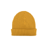 Unisex ribbed wool, silk and cashmere plain beanie - Yellow Mustard | Doré Doré