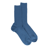 Men's wool ribbed socks - Blue Macadam | Doré Doré