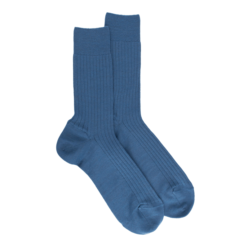 Men's wool ribbed socks - Blue Macadam | Doré Doré