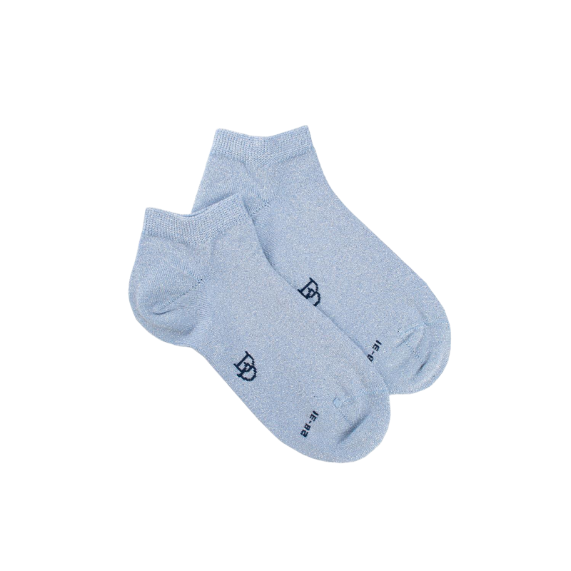 Kids' glitter cotton sneaker socks - Blue Wale | Doré Doré