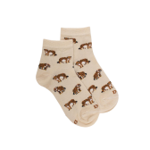 Kid's short socks in jaguar patterned lisle - Beige Linen | Doré Doré