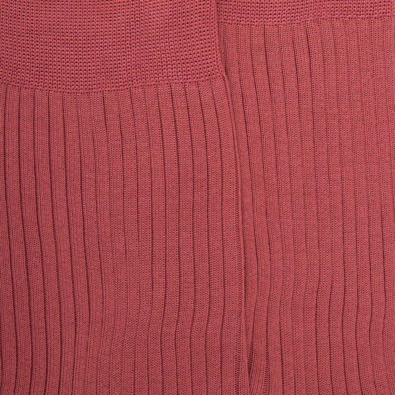 Men's ribbed socks made of 100% solid-colored Scottish thread - Pink | Doré Doré