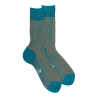 Men's two-tone ribbed cotton lisle socks - Blue