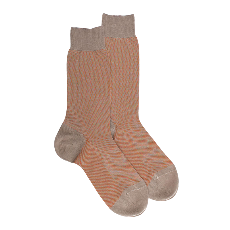 Men's strengthened cotton lisle socks, with birdseye pattern - Grey | Doré Doré
