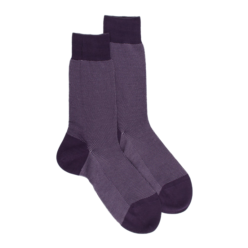 Men's strengthened cotton lisle socks, with birdseye pattern - Mulberry purple | Doré Doré